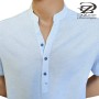 Men's robe 50% Linen 50% Cotton with short sleeves - 2202-1